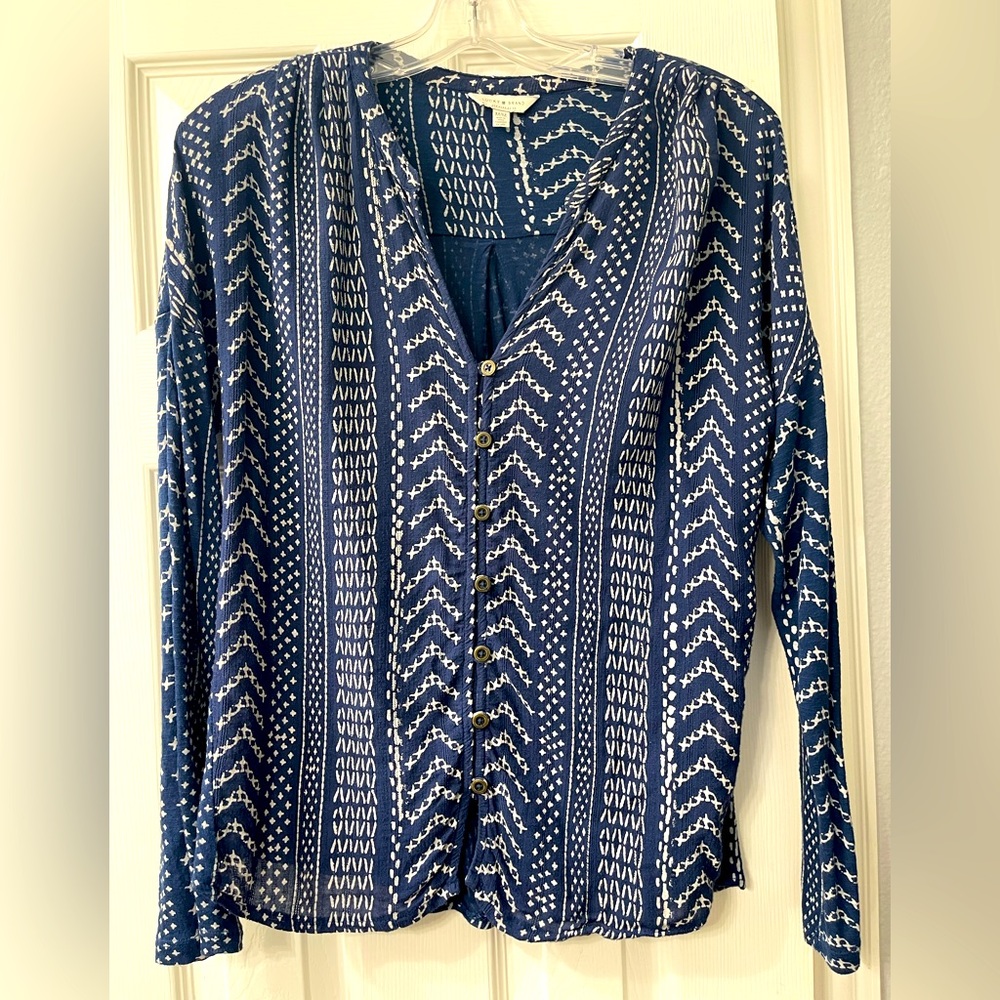 Lucky Brand top, Blue/White, Size M